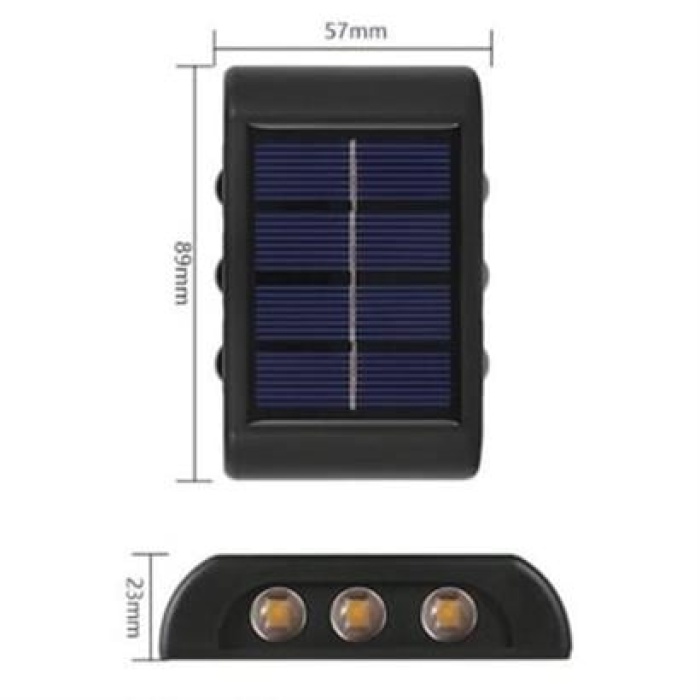  6 Ledli Solar Güneş Enerjili Aplik Led, Dekoratif Duvar Monteli Gün Işığı Led