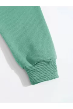 Erkek Düz Kapüşonlu Sweat - Mint Yeşili