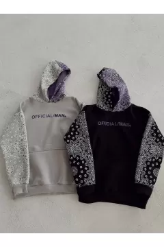 Kadın Baskılı Kapüşonlu Sweatshirt - Gri