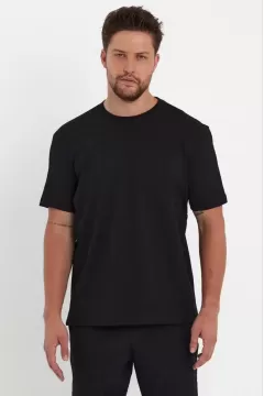 Düz Overfit Oversize T-shirt - Siyah