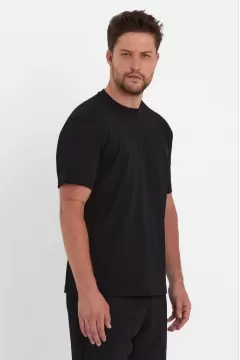 Düz Overfit Oversize T-shirt - Siyah