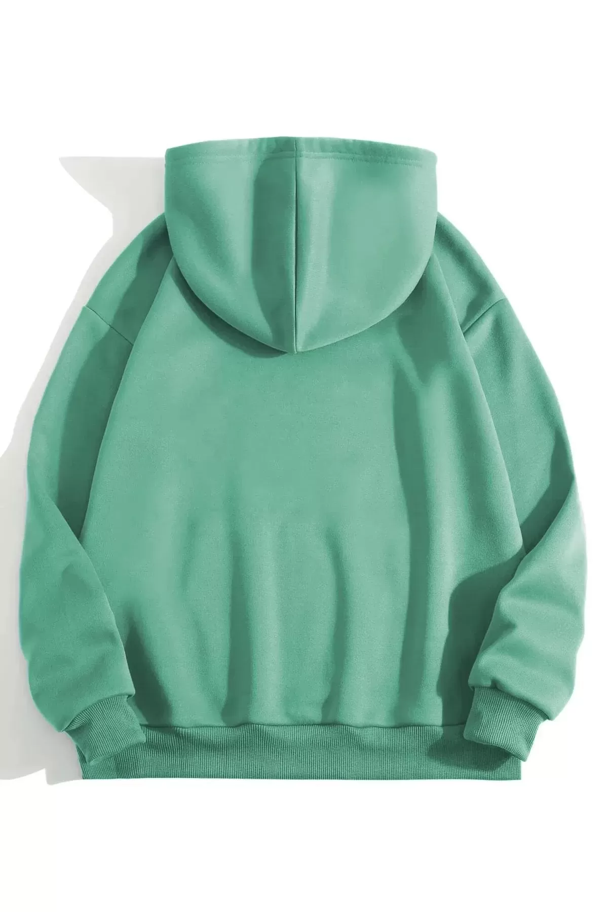 Erkek Düz Kapüşonlu Sweat - Mint Yeşili