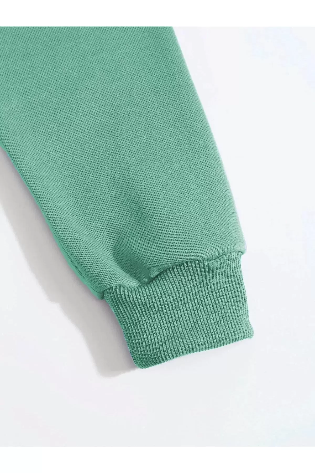 Erkek Düz Kapüşonlu Sweat - Mint Yeşili