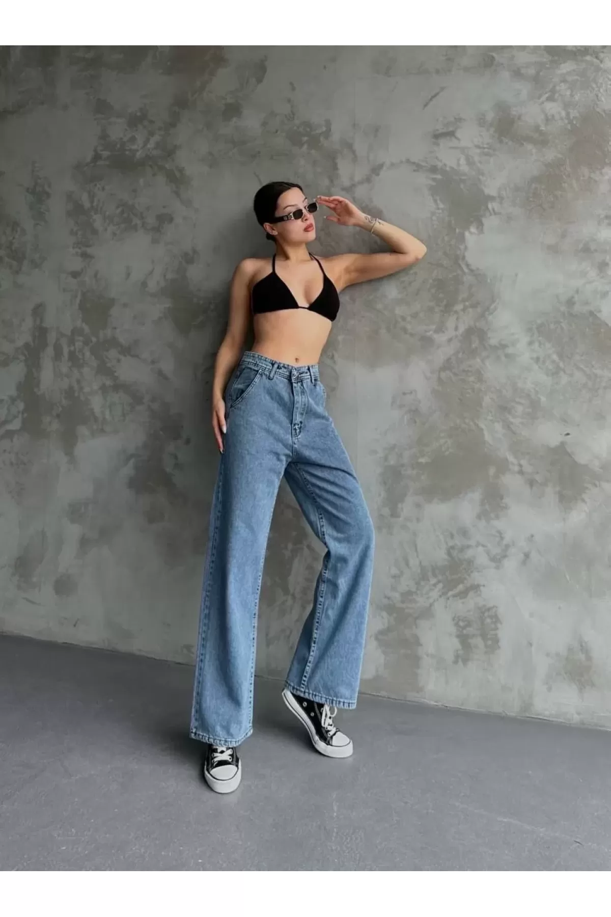 Bol Paça Jeans Pantalon - Mavi