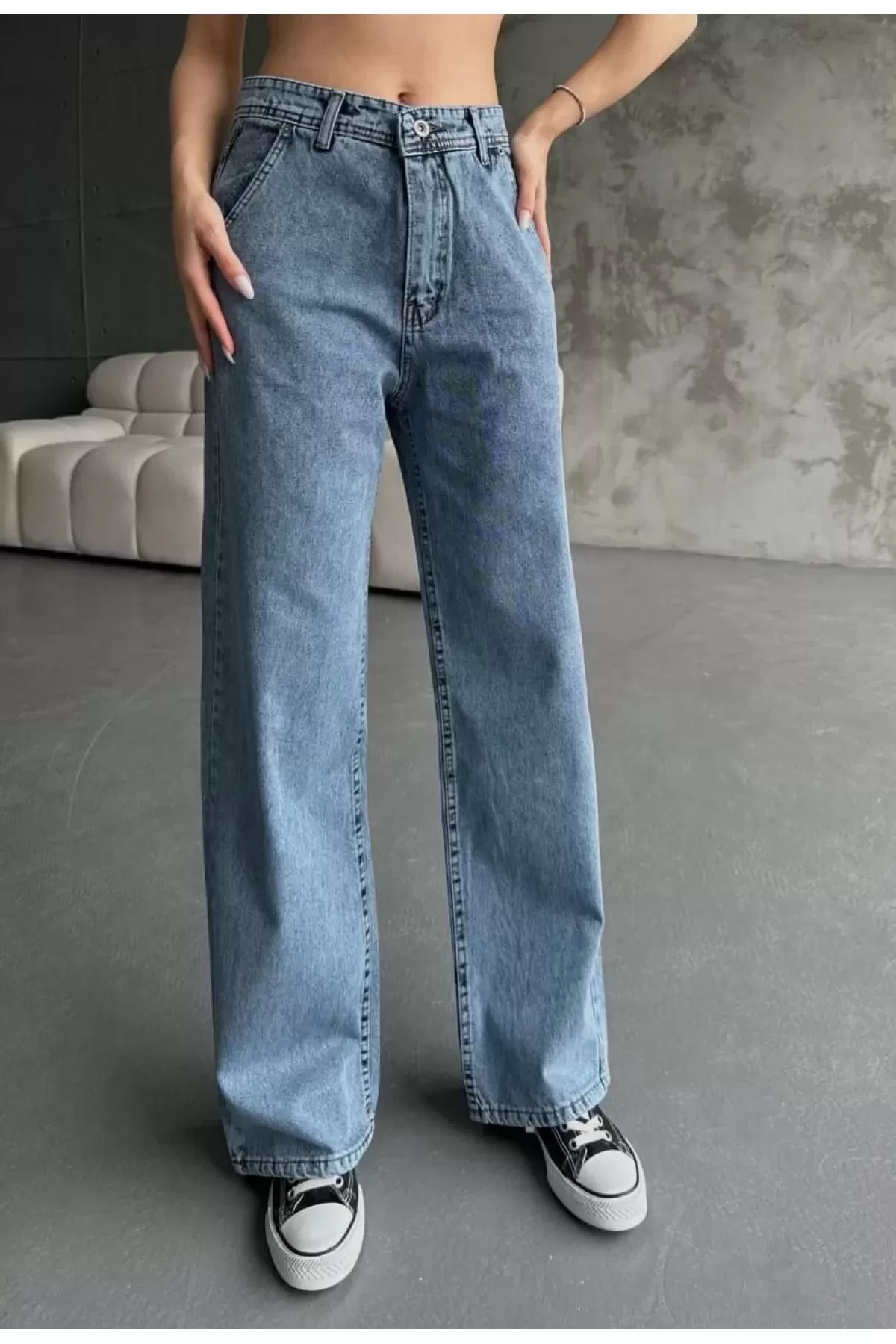 Bol Paça Jeans Pantalon - Mavi