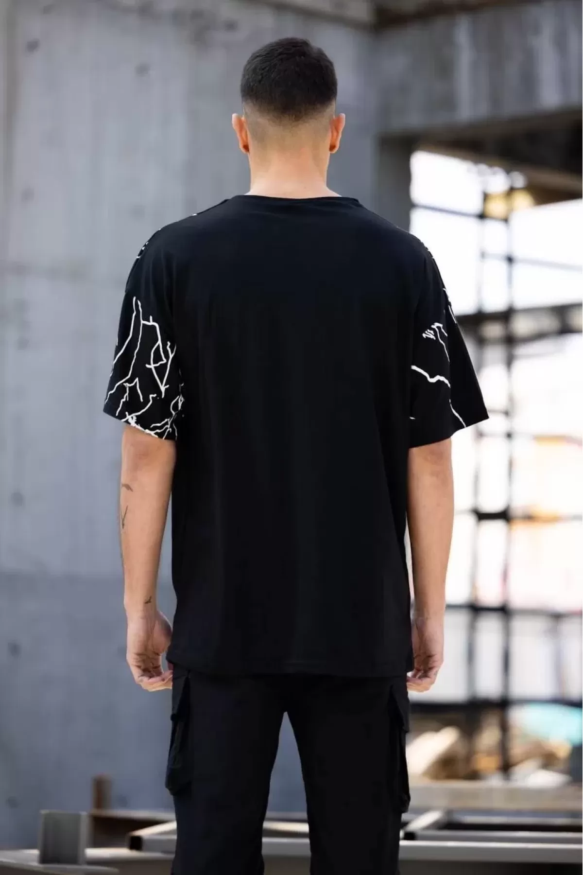 Baskılı Oversize T-Shirt - Siyah