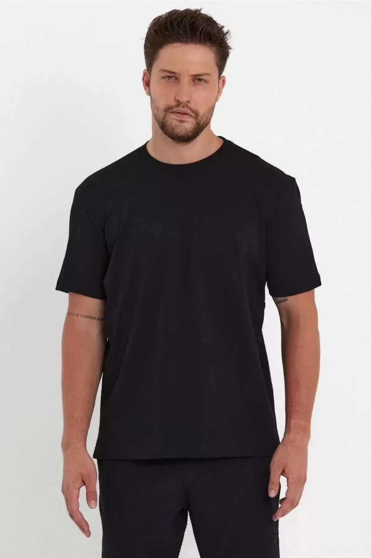 Düz Overfit Oversize T-shirt - Siyah