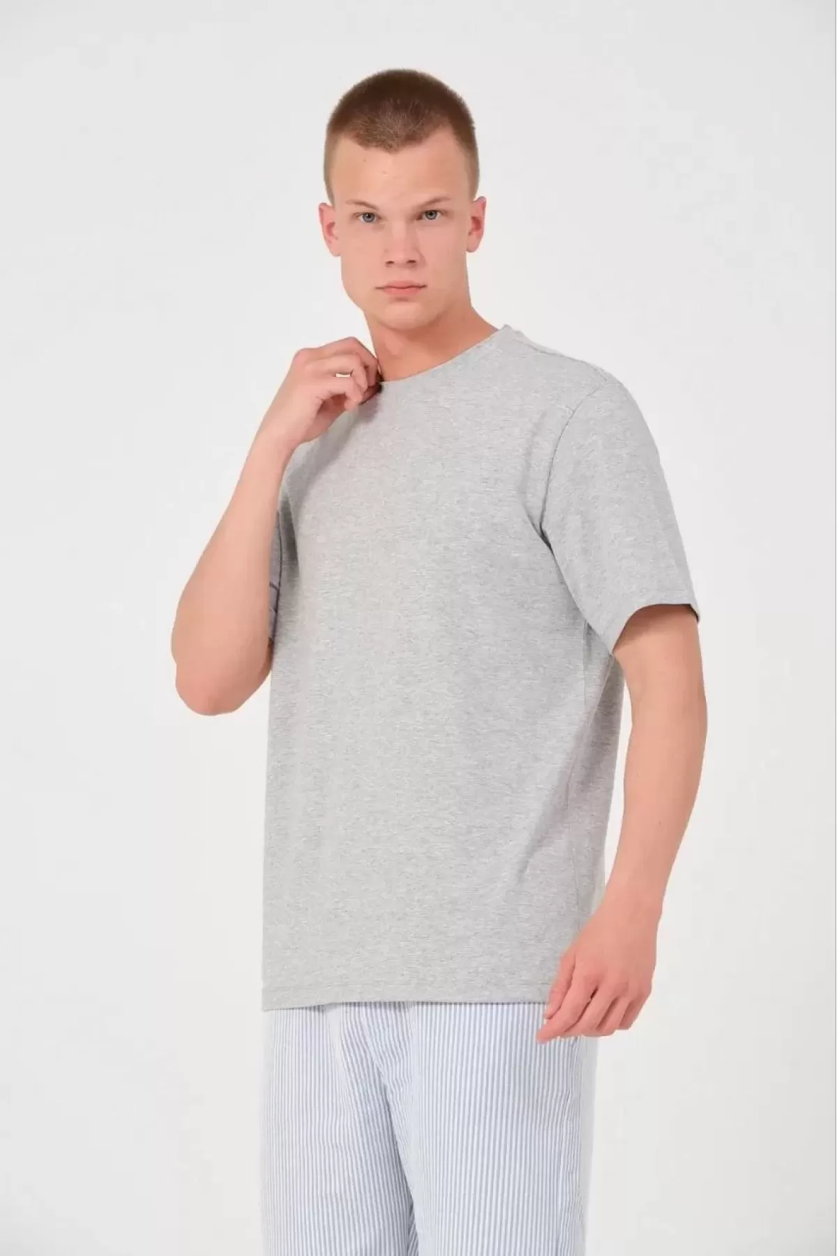 Düz Overfit Oversize T-shirt - Gri