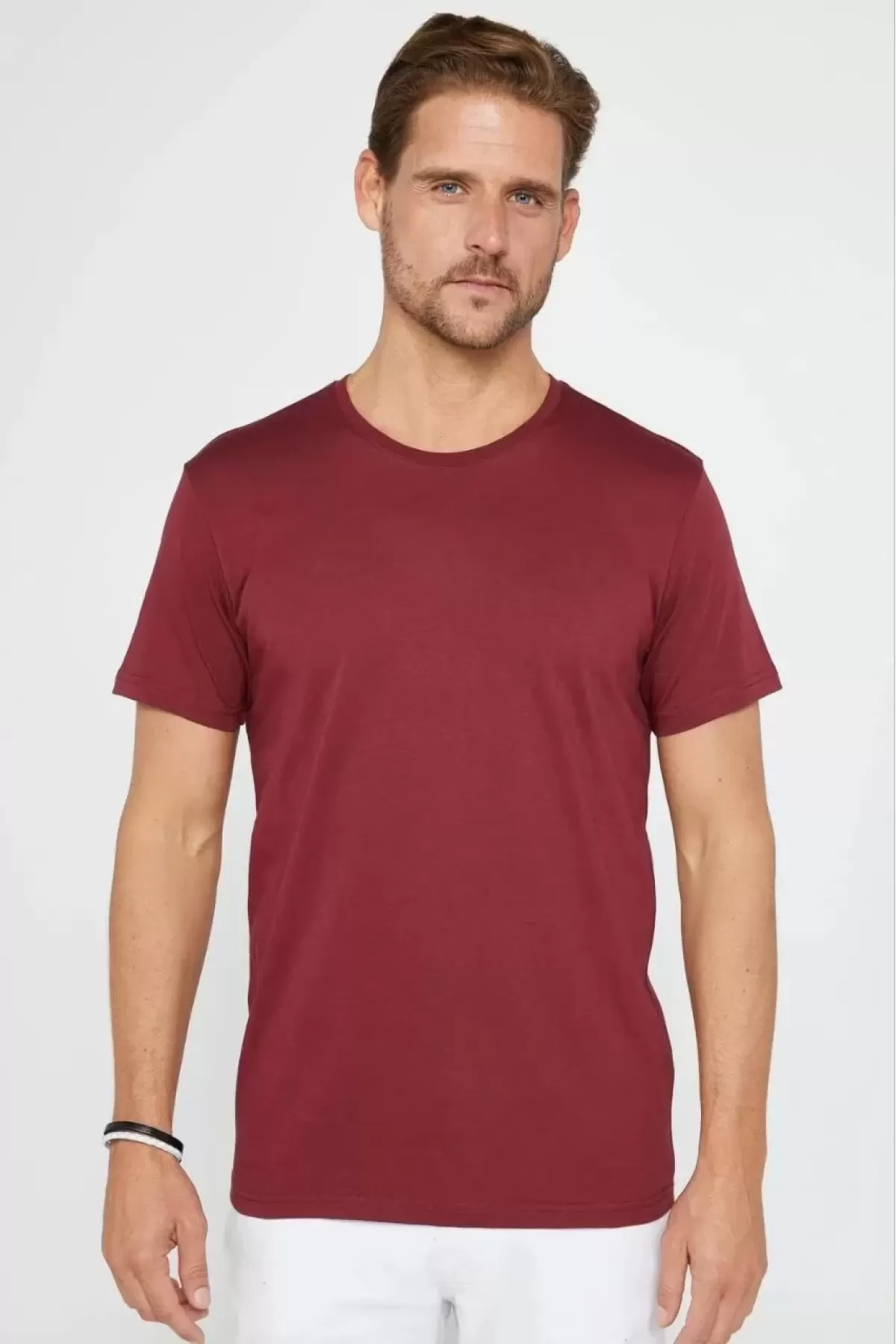 Düz Overfit Oversize T-shirt - Bordo