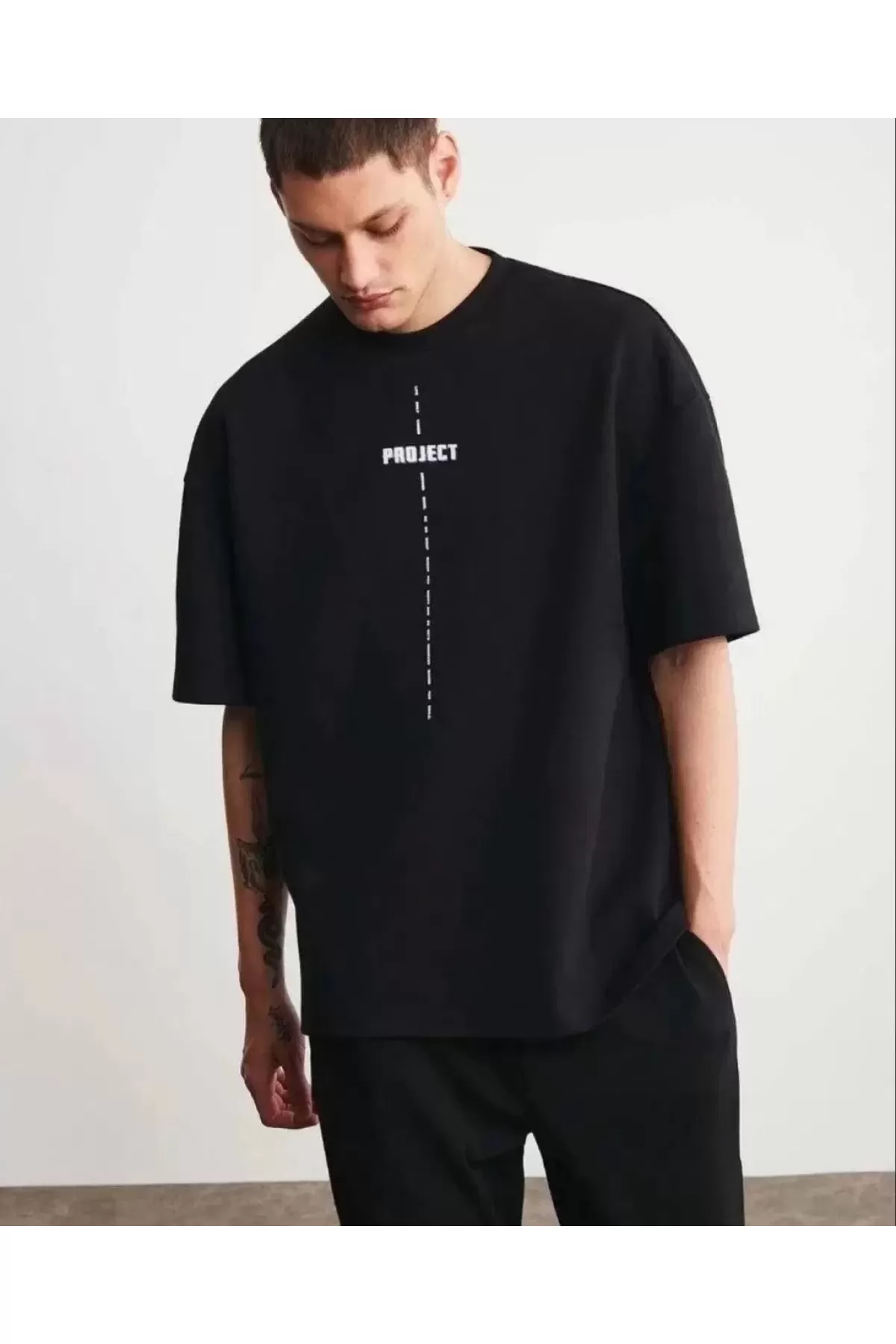 Project Baskılı Oversize T-Shirt - Siyah