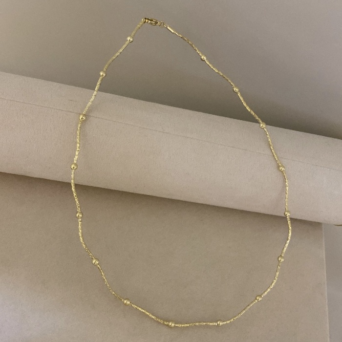 14K Vipseri Goldrengi Topçuklu Tel Choker(42 cm)