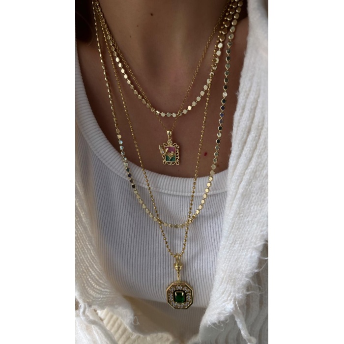 14K Goldrengi Vipseri Ezme Zincir Kolye Kombin