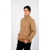 3 İplik Kahverengi Unisex Fermuarlı Sweatshirt