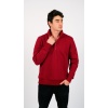 3 İplik Kırmızı Renk Unisex Fermuarlı Sweatshirt