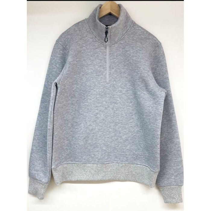 3 İplik Gri Renk Unisex Fermuarlı  Sweatshirt