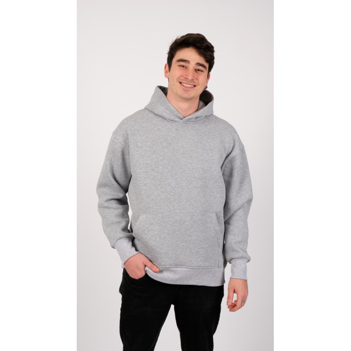 3 İplik Kapüşonlu Gri renk Unisex Sweatshirt