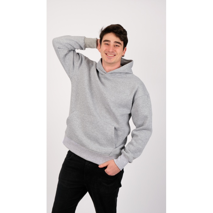 3 İplik Kapüşonlu Gri renk Unisex Sweatshirt