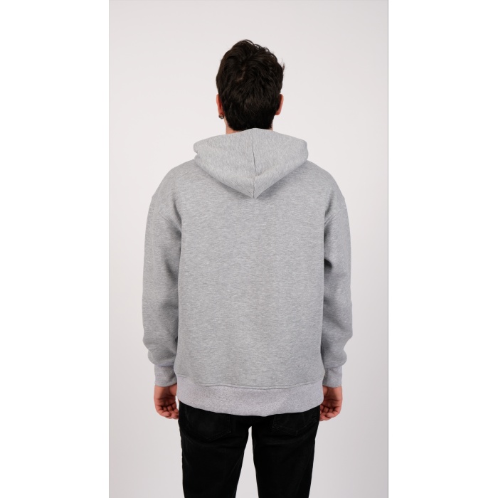 3 İplik Kapüşonlu Gri renk Unisex Sweatshirt