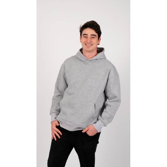 3 İplik Kapüşonlu Gri renk Unisex Sweatshirt