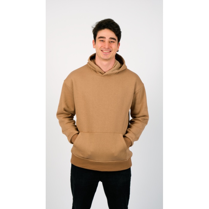 3 İplik Kapüşonlu Kahverengi Unisex Sweatshirt