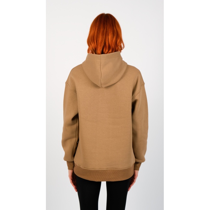 3 İplik Kapüşonlu Kahverengi Unisex Sweatshirt