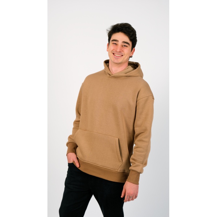 3 İplik Kapüşonlu Kahverengi Unisex Sweatshirt