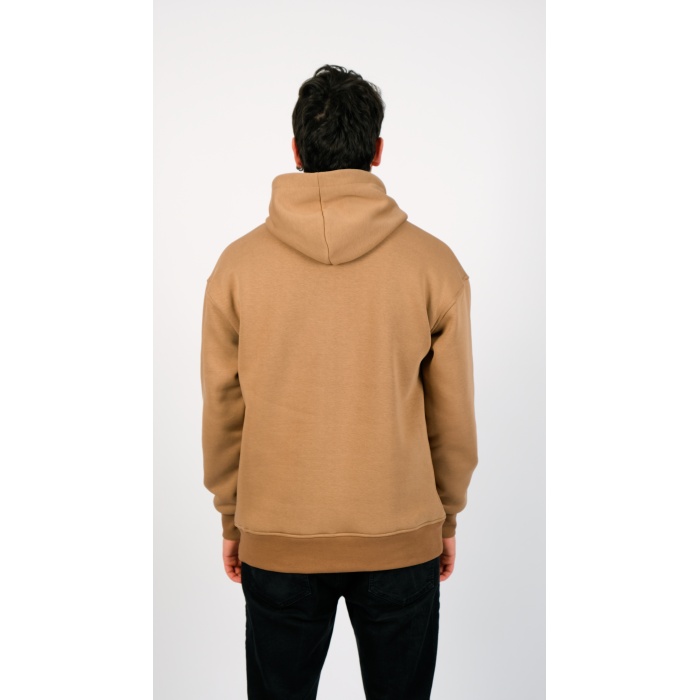 3 İplik Kapüşonlu Kahverengi Unisex Sweatshirt