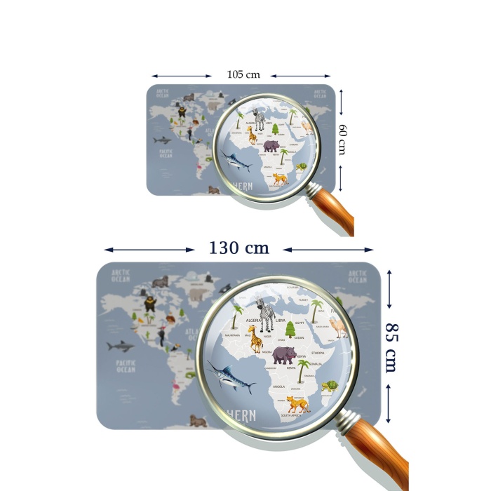 Eğitici Dünya Haritası Dünya Atlası Çocuk Ve Bebek Odası Duvar Sticker 3789