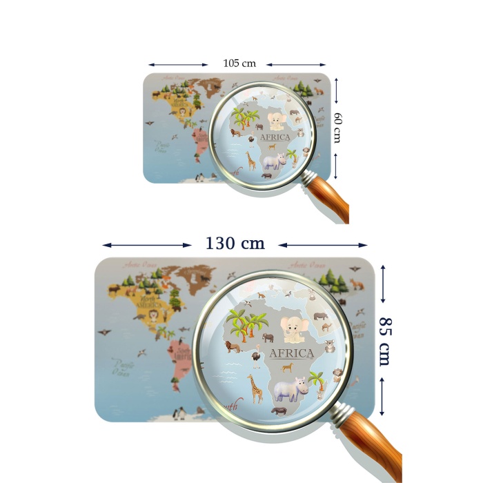 Eğitici Dünya Haritası Dünya Atlası Çocuk Ve Bebek Odası Duvar Sticker 3824