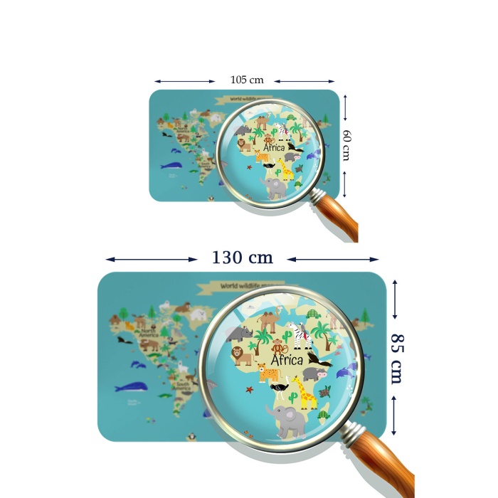 Eğitici Dünya Haritası Dünya Atlası Çocuk Ve Bebek Odası Duvar Sticker 3829