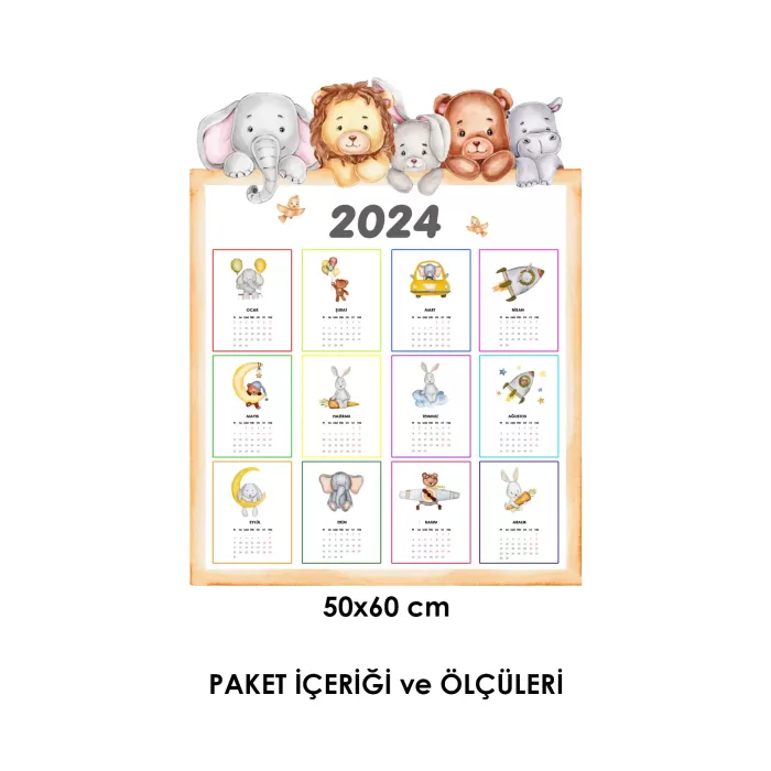 2024 Takvim Çocuk Odası Duvar Sticker