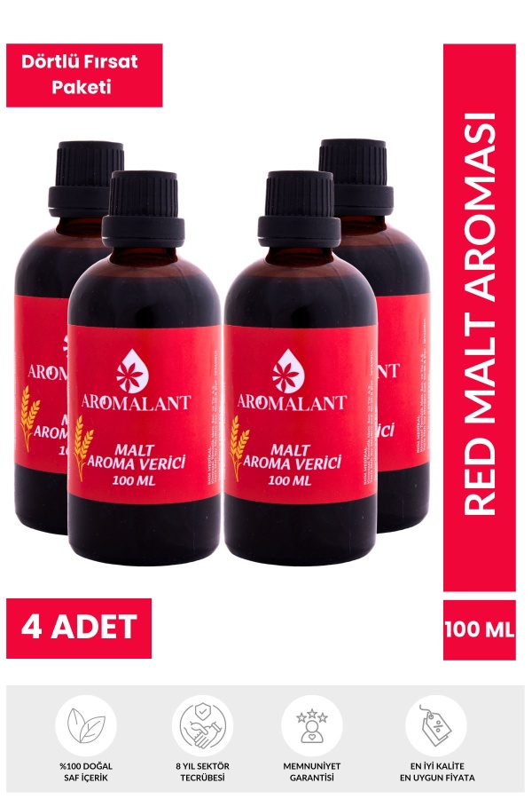 4lü 100ML Red Hazır Karışım Kırmızı Malt Kiti - Red Hazır Karışım Malt Aroması