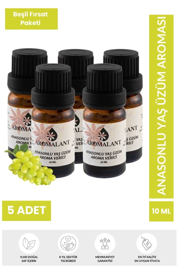 5li Anasonlu Yaş Üzüm Aroma Verici 5 x 10ml