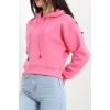 Kapşonlu Crop Sweat Pembe