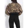 Desenli 3 İplik Crop Sweat Leopar