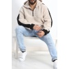 Kapşonlu Erkek Peluş Sweat Taş