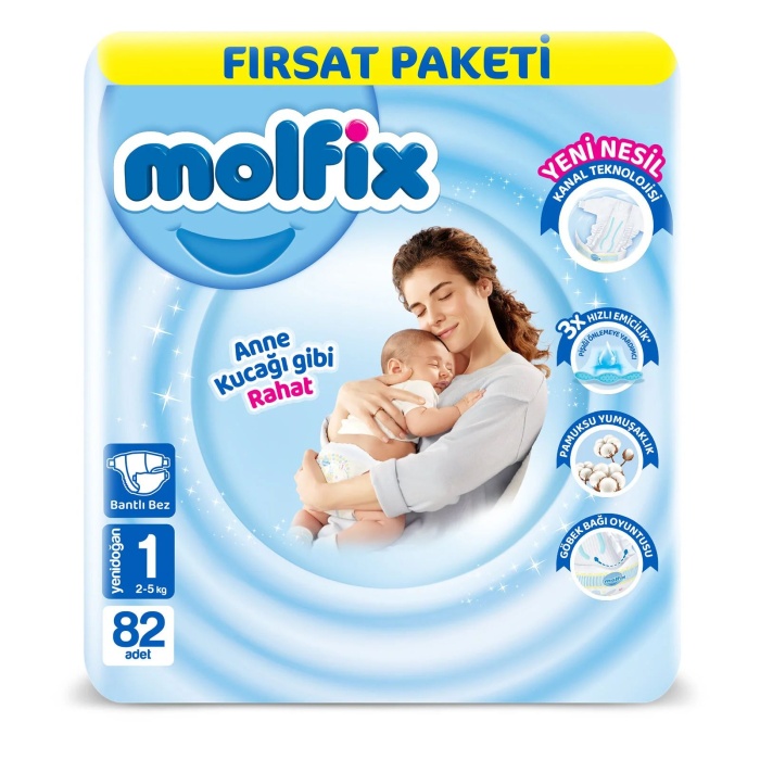 Molfix Bebek Bezi Fırsat Paketi 1 Beden 2-5 Kg 82 Adet