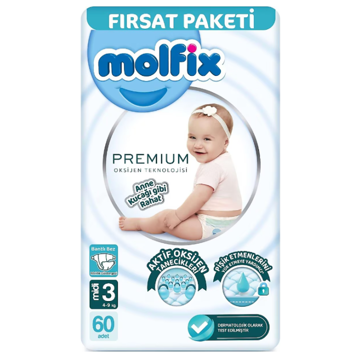 Molfix Premium Bebek Bezi Fırsat Paketi 3 Beden 4-9 Kg 60 Adet