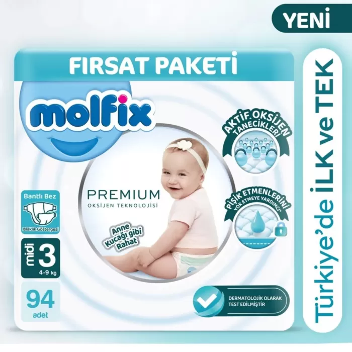 Molfix Premium Bebek Bezi Ultra Fırsat Paketi 3 Beden 4-9 Kg 94 Adet