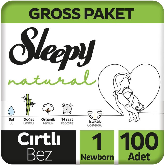 Sleepy Natural Bebek Bezi Gross Paket 1 Beden 2-5 Kg 100 Adet