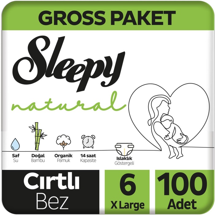 Sleepy Natural Bebek Bezi Gross Paket 6 Beden 15-25 Kg 100 Adet