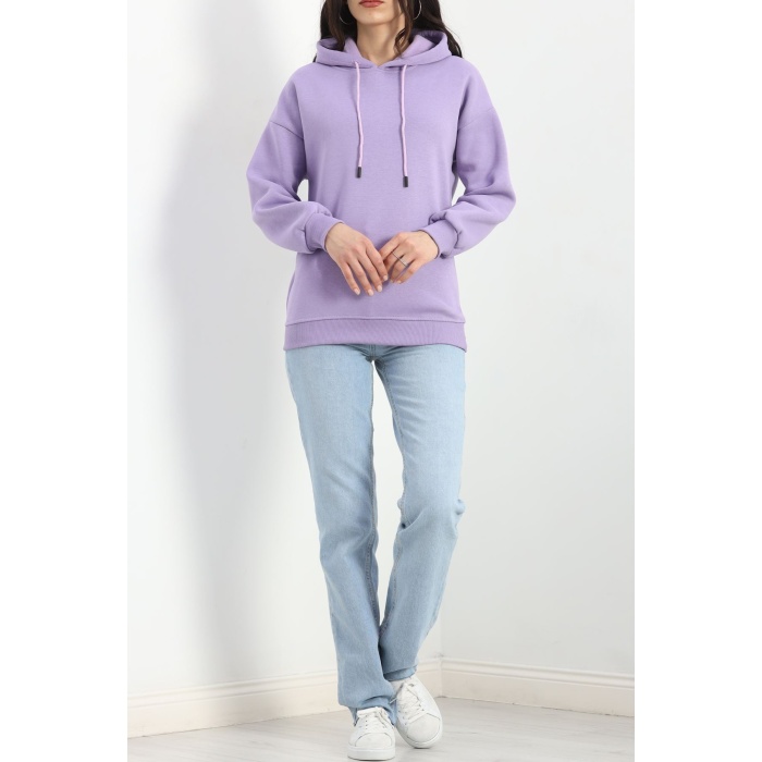 Kapşonlu Basic Sweat Lila