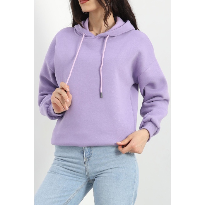 Kapşonlu Basic Sweat Lila