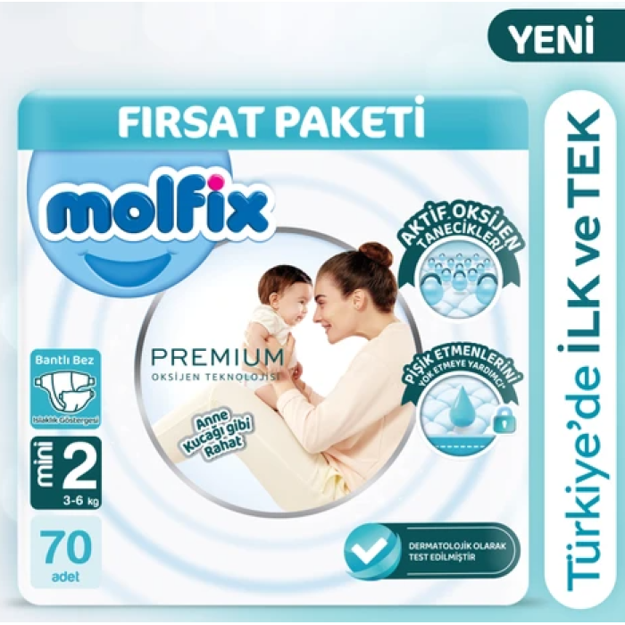 Molfix Premium Bebek Bezi Fırsat Paketi 2 Beden 3-6 Kg 70 Adet