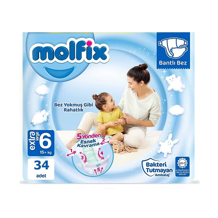 Molfix Premium Bebek Bezi Fırsat Paketi 6 Beden 15+ Kg 34 Adet