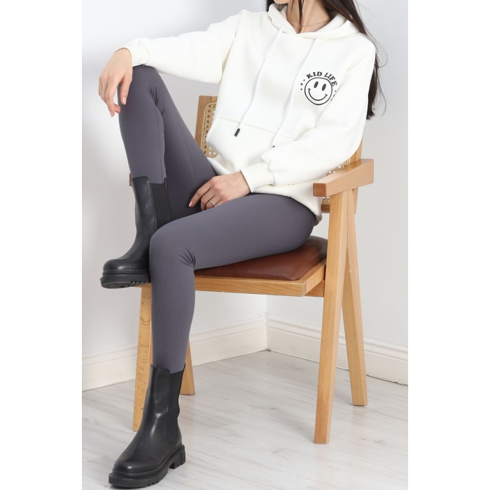 Baskılı Unisex Sweat Ekru