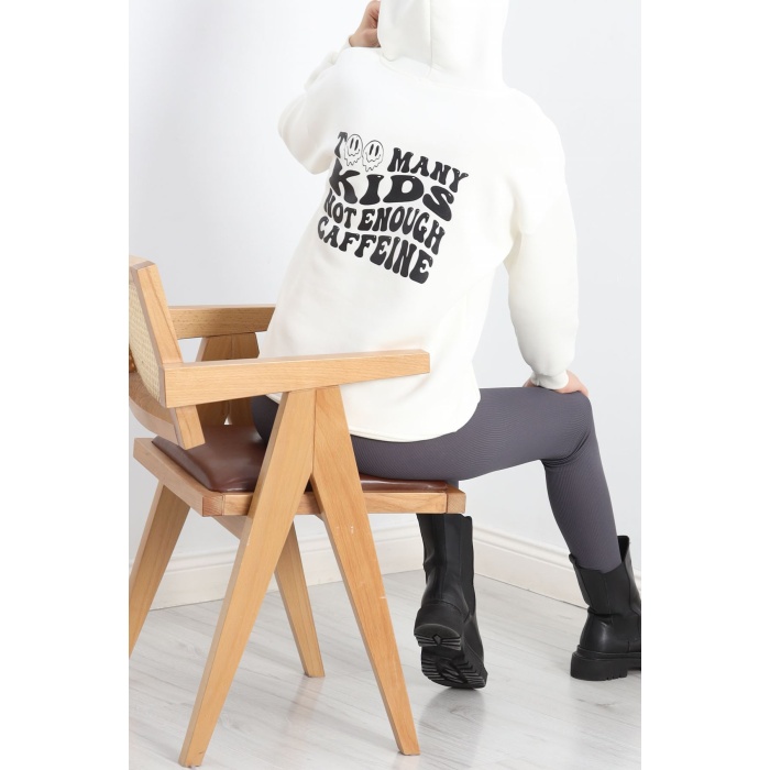 Baskılı Unisex Sweat Ekru