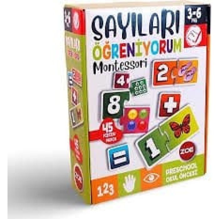 Sayıları Öğreniyorum Montessori Eğitici Yapboz Puzzle 3-6 Yaş 45 Pcs