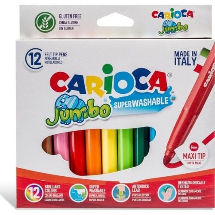 Carioca Jumbo Süper Yıkanabilir Keçeli Boya Kalemi 12li