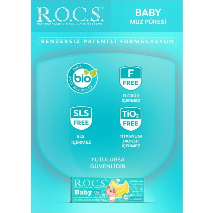 R.O.C.S.Bebek Diş Macunu Muz Püresi Tadında 0-3 Yaş 45 Gr